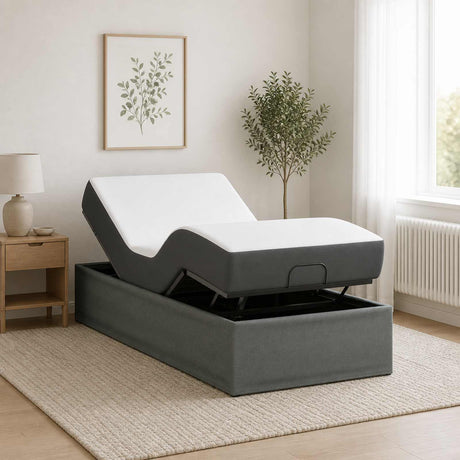 Steel Single Bed 80cm Wide Electric Adjustable - Vantage Home