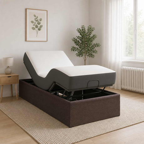 Steel Single Bed 80cm Wide Electric Adjustable - Vantage Home
