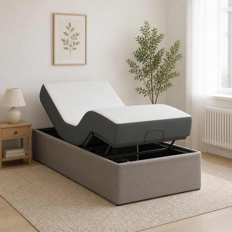 Steel Single Bed 80cm Wide Electric Adjustable - Vantage Home
