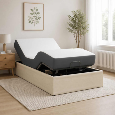 Steel Single Bed 80cm Wide Electric Adjustable - Vantage Home