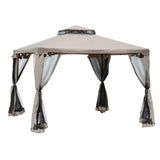 Steel Softtop Gazebo 294cm Width x 294cm Depth With Mosquito Netting - Velmora