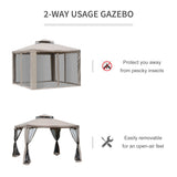 Steel Softtop Gazebo 294cm Width x 294cm Depth With Mosquito Netting - Velmora