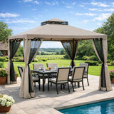 Steel Softtop Gazebo 294cm Width x 294cm Depth With Mosquito Netting - Velmora