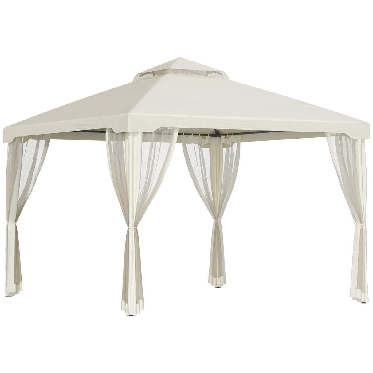 Steel Softtop Gazebo 294cm Width x 294cm Depth With Mosquito Netting - Velmora