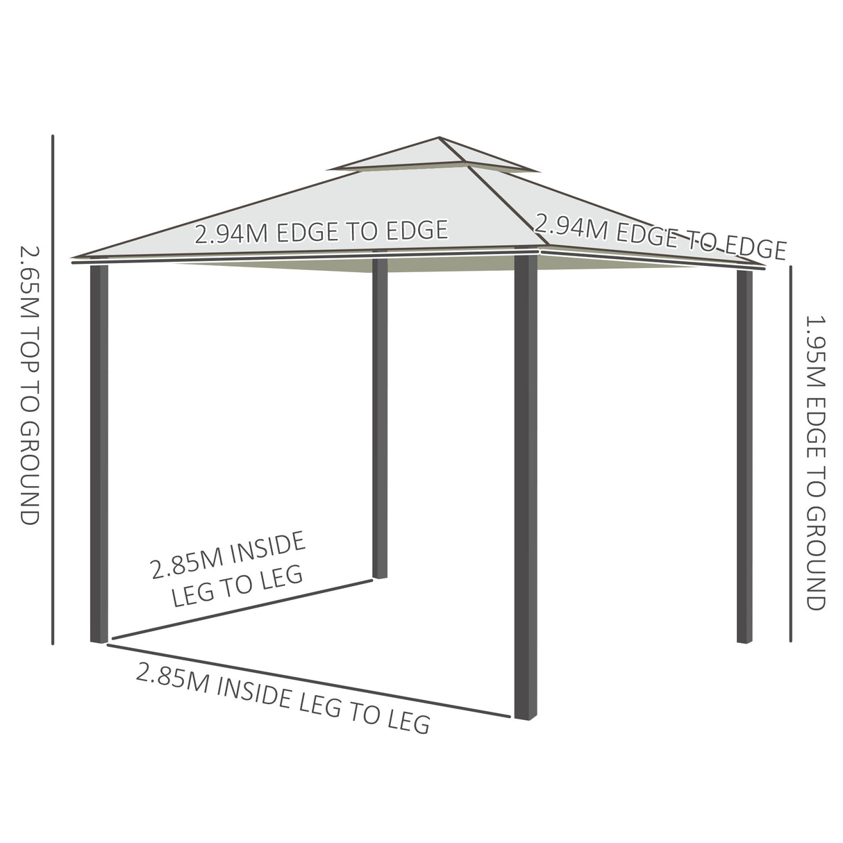 Steel Softtop Gazebo 294cm Width x 294cm Depth With Mosquito Netting - Velmora