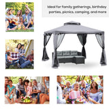 Steel Softtop Gazebo 294cm Width x 294cm Depth With Mosquito Netting - Velmora