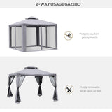 Steel Softtop Gazebo 294cm Width x 294cm Depth With Mosquito Netting - Velmora