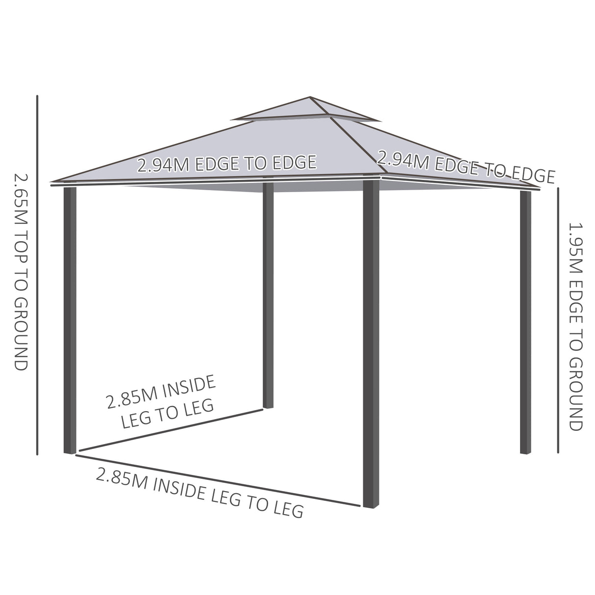 Steel Softtop Gazebo 294cm Width x 294cm Depth With Mosquito Netting - Velmora