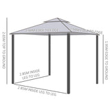 Steel Softtop Gazebo 294cm Width x 294cm Depth With Mosquito Netting - Velmora