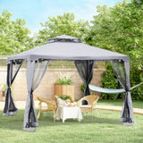 Steel Softtop Gazebo 294cm Width x 294cm Depth With Mosquito Netting - Velmora