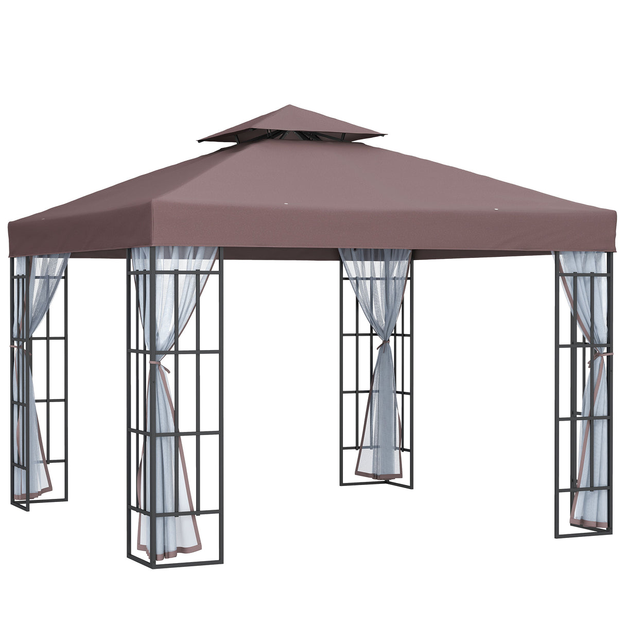 Steel Softtop Gazebo 297cm Width x 297cm Depth With Mosquito Netting - Velmora
