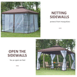 Steel Softtop Gazebo 297cm Width x 297cm Depth With Mosquito Netting - Velmora