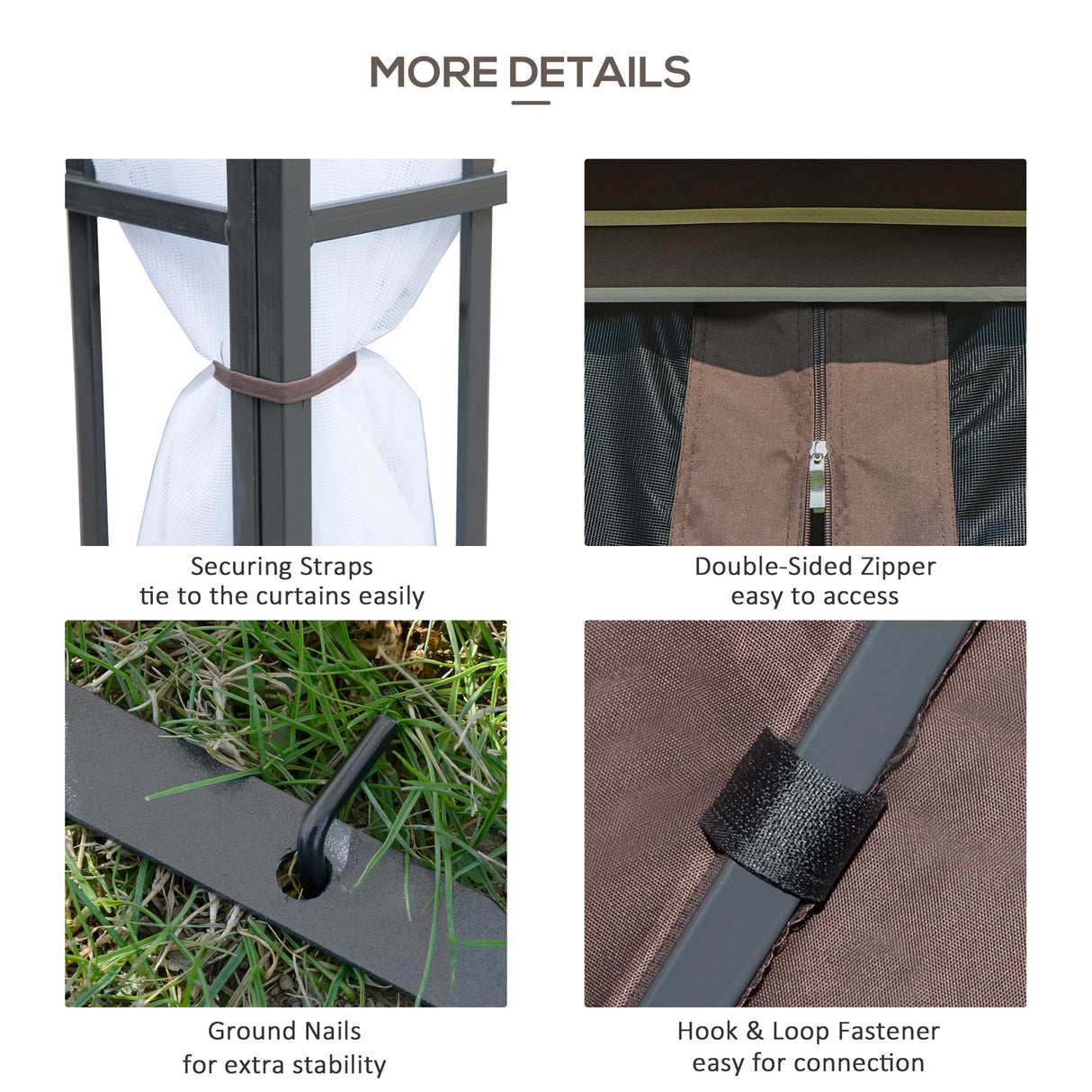 Steel Softtop Gazebo 297cm Width x 297cm Depth With Mosquito Netting - Velmora