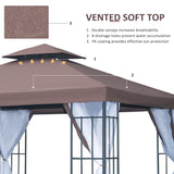 Steel Softtop Gazebo 297cm Width x 297cm Depth With Mosquito Netting - Velmora
