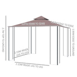 Steel Softtop Gazebo 297cm Width x 297cm Depth With Mosquito Netting - Velmora