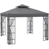 Steel Softtop Gazebo 297cm Width x 297cm Depth With Mosquito Netting - Velmora