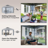 Steel Softtop Gazebo 297cm Width x 297cm Depth With Mosquito Netting - Velmora