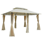 Steel Softtop Gazebo 400cm Width x 300cm Depth With Curtains - Velmora