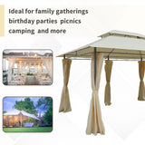 Steel Softtop Gazebo 400cm Width x 300cm Depth With Curtains - Velmora