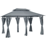 Steel Softtop Gazebo 400cm Width x 300cm Depth With Curtains - Velmora