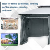Steel Softtop Gazebo 400cm Width x 300cm Depth With Curtains - Velmora