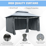 Steel Softtop Gazebo 400cm Width x 300cm Depth With Curtains - Velmora