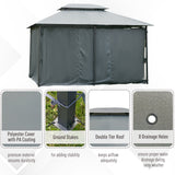 Steel Softtop Gazebo 400cm Width x 300cm Depth With Curtains - Velmora