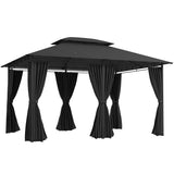 Steel Softtop Gazebo 400cm Width x 300cm Depth With Curtains - Velmora
