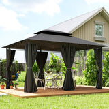 Steel Softtop Gazebo 400cm Width x 300cm Depth With Curtains - Velmora
