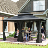 Steel Softtop Gazebo 400cm Width x 300cm Depth With Curtains - Velmora