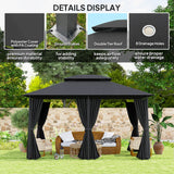 Steel Softtop Gazebo 400cm Width x 300cm Depth With Curtains - Velmora