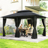 Steel Softtop Gazebo 400cm Width x 300cm Depth With Curtains - Velmora