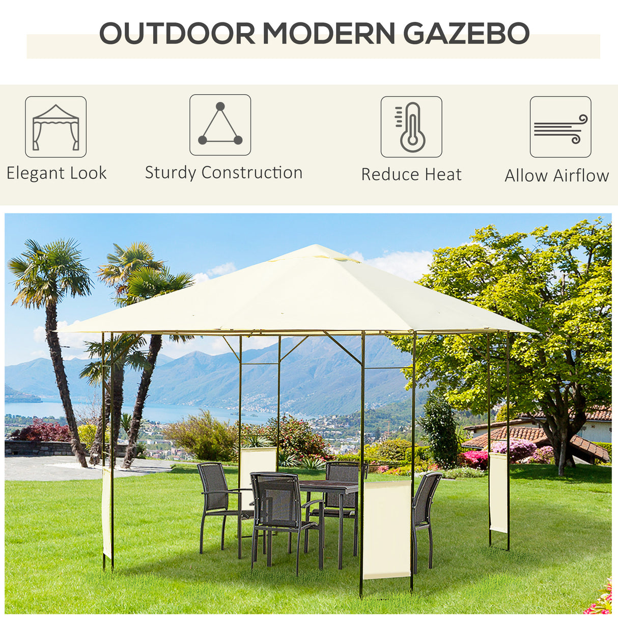 Steel Softtop Gazebo Canopy Awning Tent 297cm Width x 297cm Depth - Velmora
