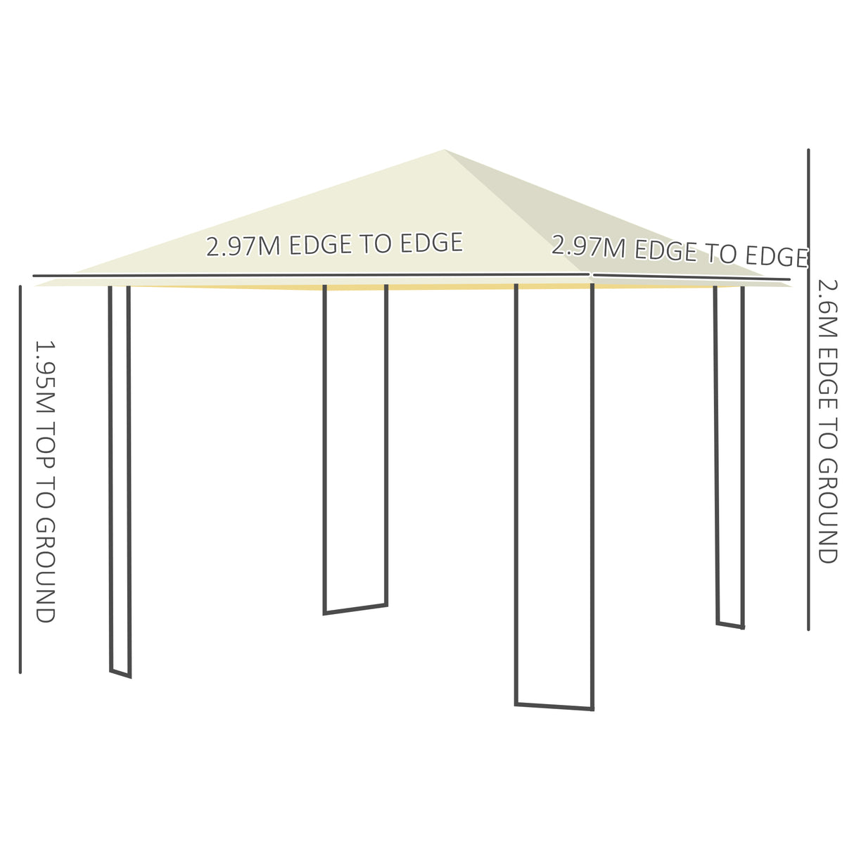 Steel Softtop Gazebo Canopy Awning Tent 297cm Width x 297cm Depth - Velmora