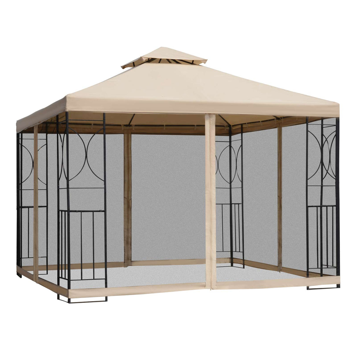 Steel Softtop Gazebo Canopy Shelter 298cm Width x 298cm Depth With Netting - Velmora