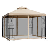Steel Softtop Gazebo Canopy Shelter 298cm Width x 298cm Depth With Netting - Velmora