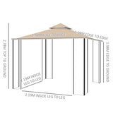 Steel Softtop Gazebo Canopy Shelter 298cm Width x 298cm Depth With Netting - Velmora