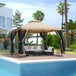 Steel Softtop Gazebo Canopy Shelter 298cm Width x 298cm Depth With Netting - Velmora