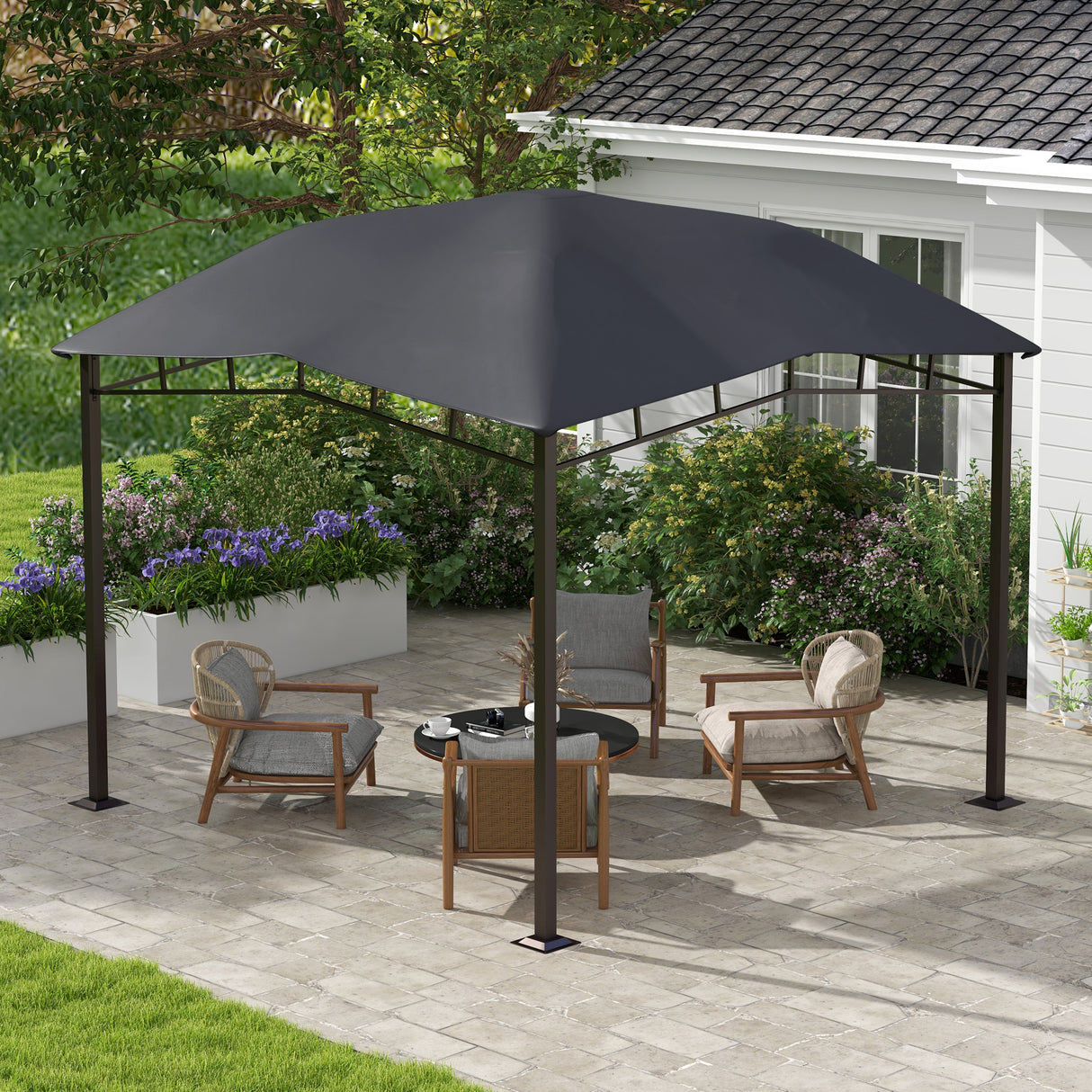 Steel Softtop Gazebo Canopy Tent 300cm Width x 300cm Depth - Velmora