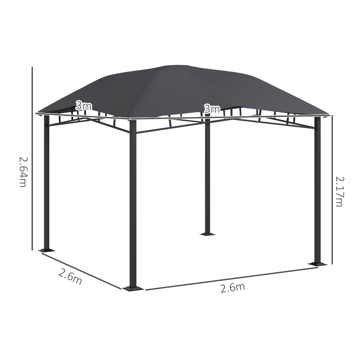 Steel Softtop Gazebo Canopy Tent 300cm Width x 300cm Depth - Velmora
