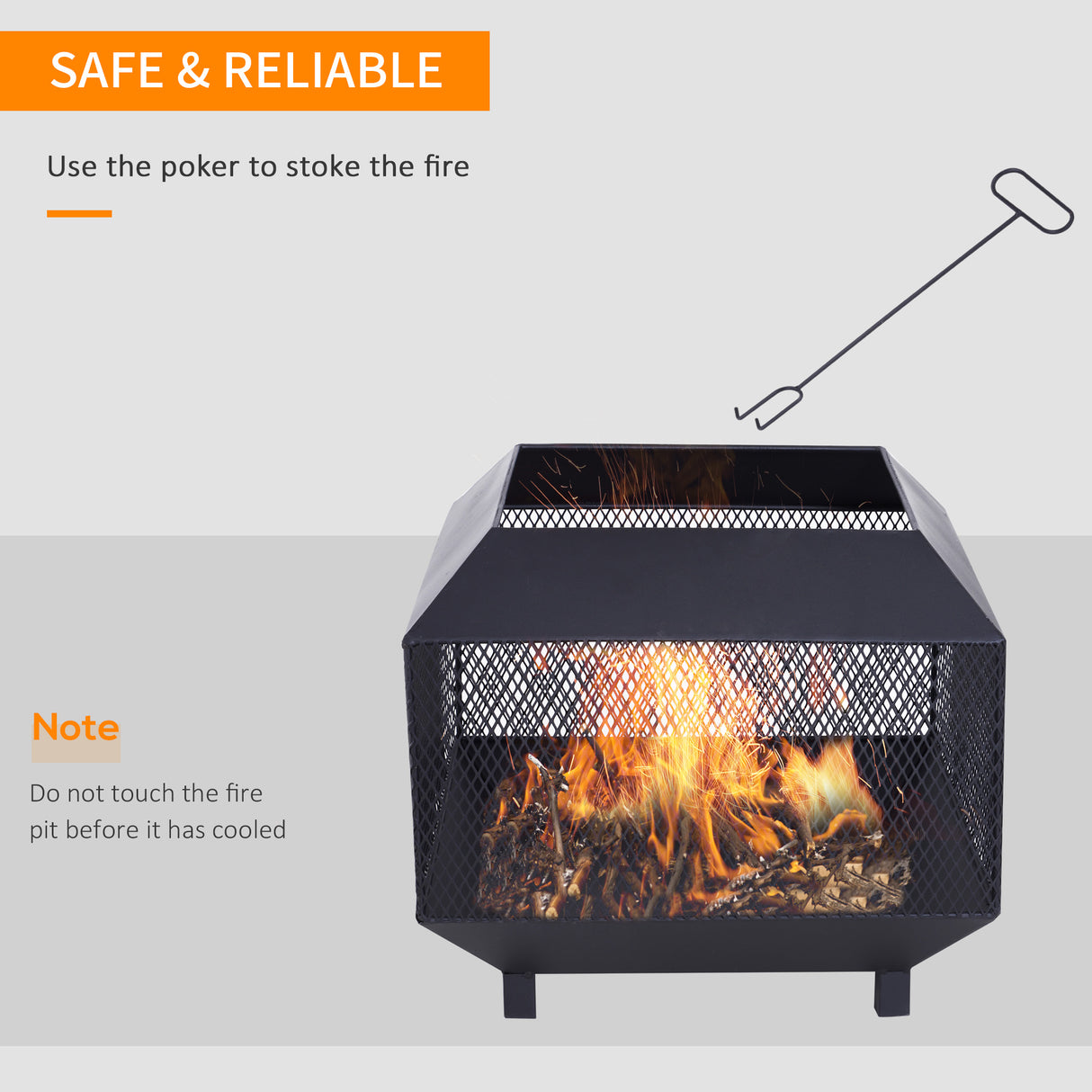 Steel Square Mesh Fire Pit Brazier With Lid And Log Grate for Backyard - Velmora