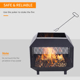 Steel Square Mesh Fire Pit Brazier With Lid And Log Grate for Backyard - Velmora