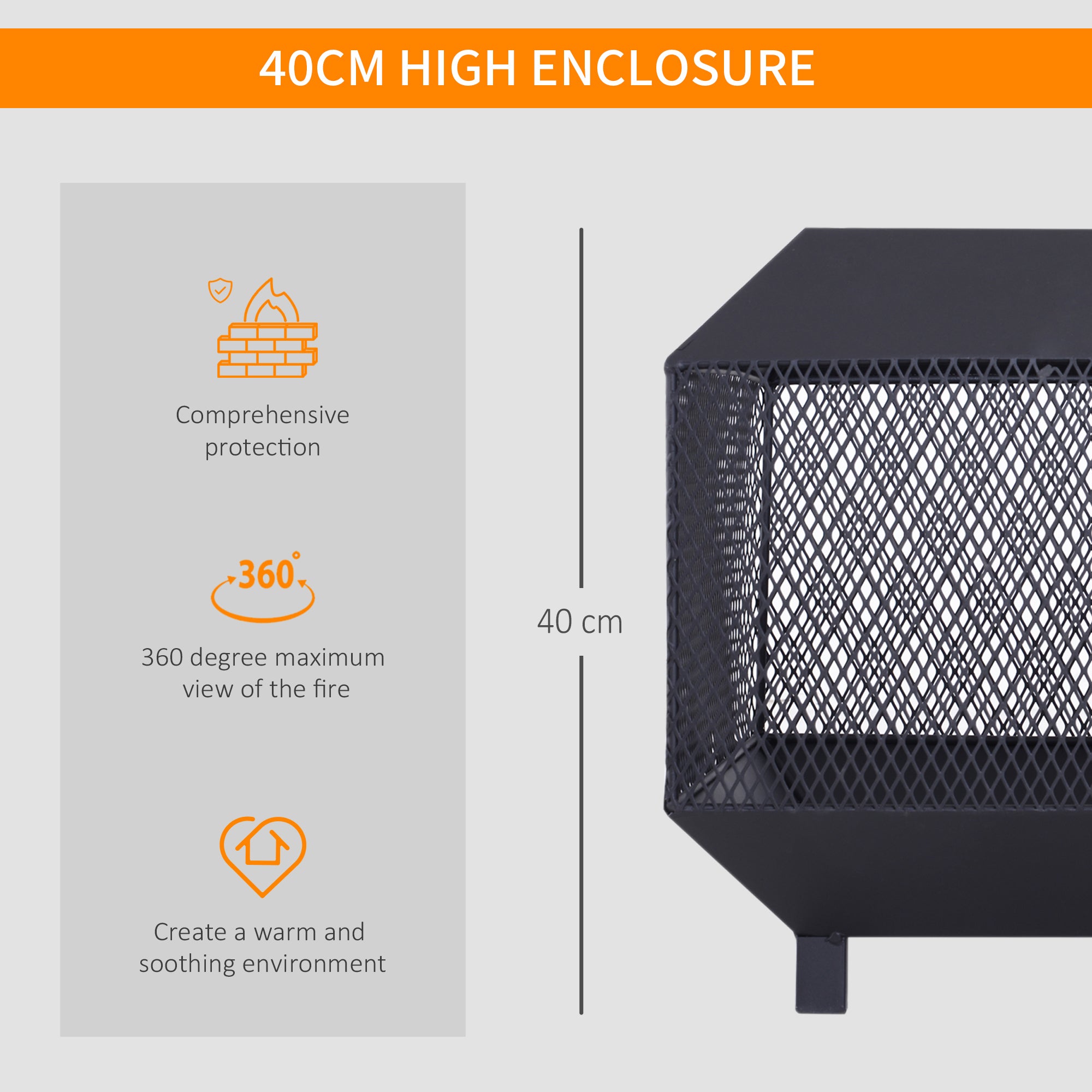 Steel Square Mesh Fire Pit Brazier With Lid And Log Grate for Backyard - Velmora