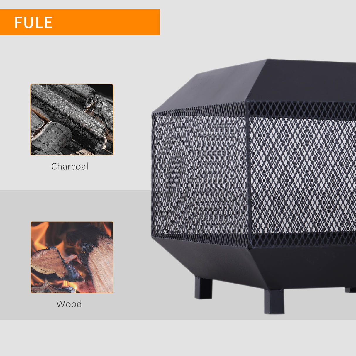 Steel Square Mesh Fire Pit Brazier With Lid And Log Grate for Backyard - Velmora