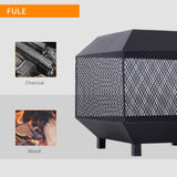 Steel Square Mesh Fire Pit Brazier With Lid And Log Grate for Backyard - Velmora