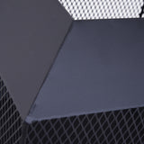 Steel Square Mesh Fire Pit Brazier With Lid And Log Grate for Backyard - Velmora