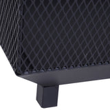 Steel Square Mesh Fire Pit Brazier With Lid And Log Grate for Backyard - Velmora