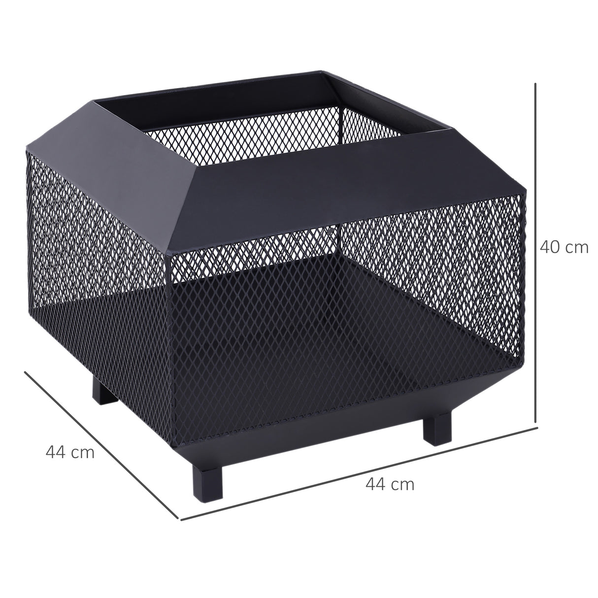 Steel Square Mesh Fire Pit Brazier With Lid And Log Grate for Backyard - Velmora