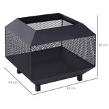 Steel Square Mesh Fire Pit Brazier With Lid And Log Grate for Backyard - Velmora