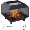 Steel Square Mesh Fire Pit Brazier With Lid And Log Grate for Backyard - Velmora